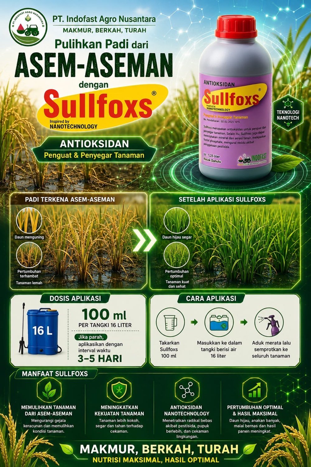 Sullfoxs for rice soil-acidity recovery